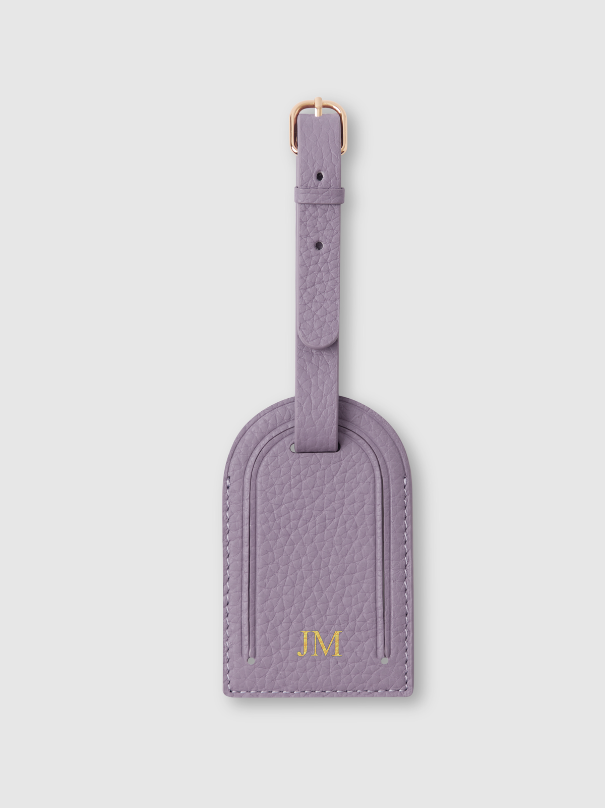 lilac purple personalised leather travel luggage tag