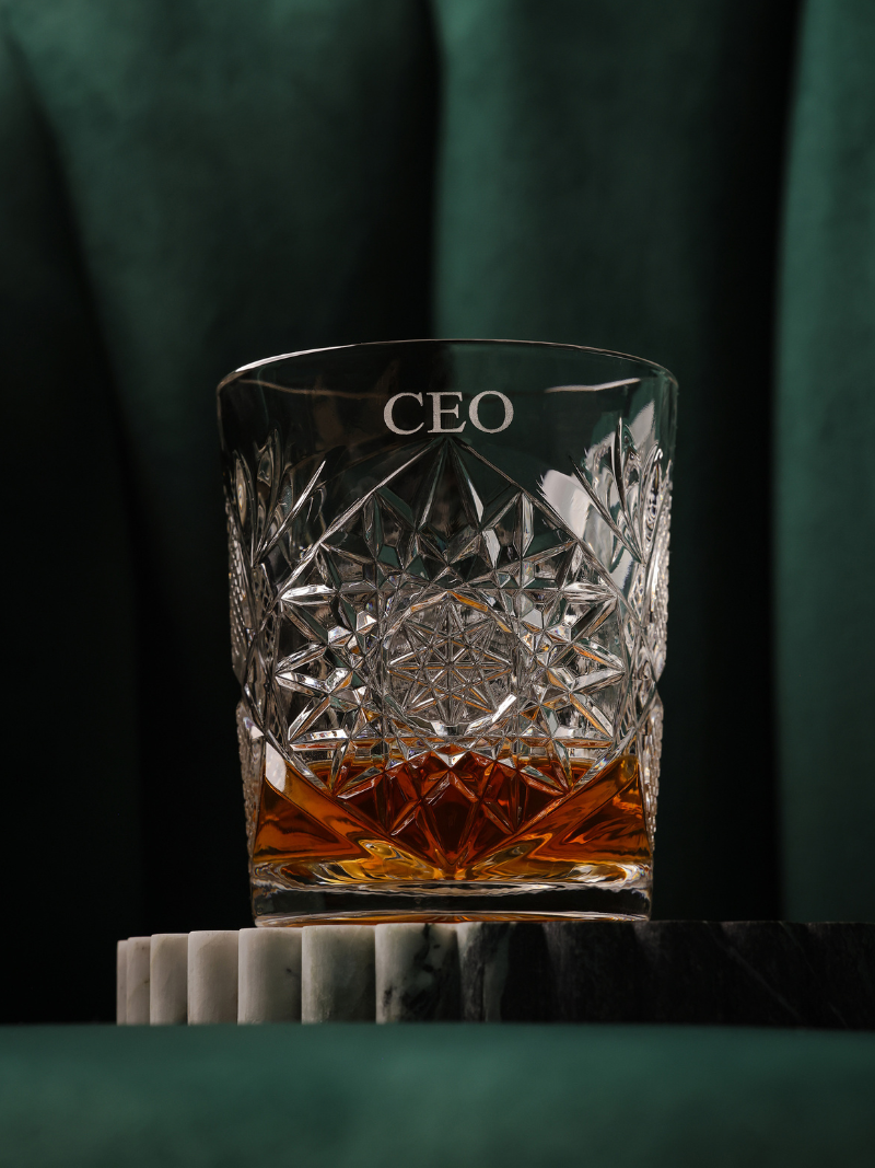 personalised engraved monogram whiskey glass