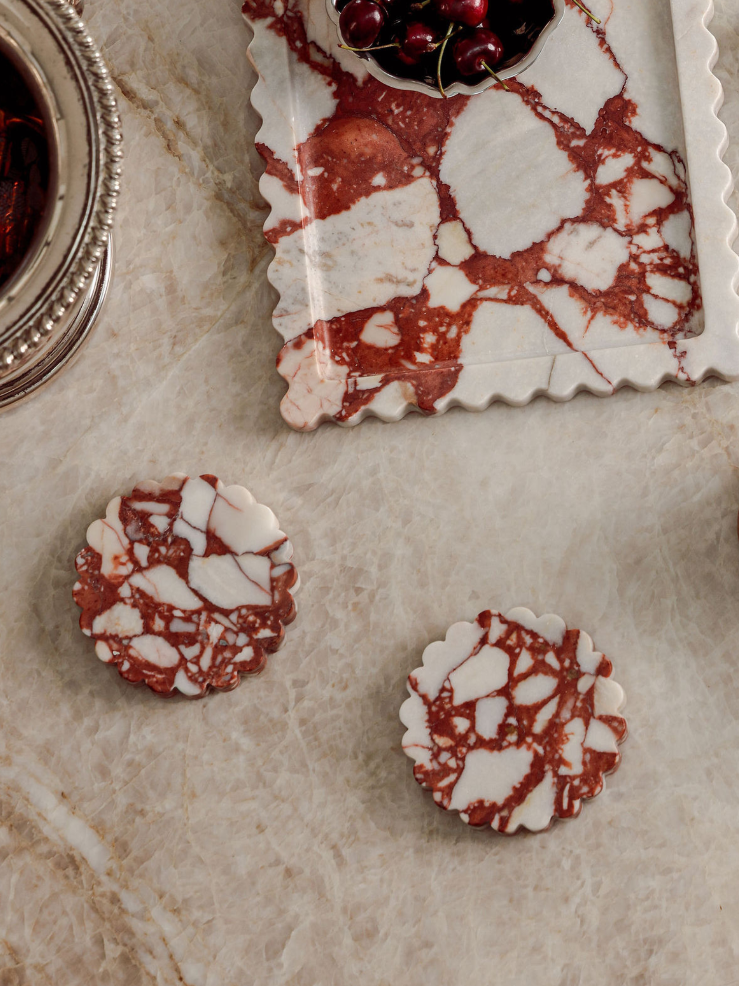 red calacutta marble tray luxury home decor