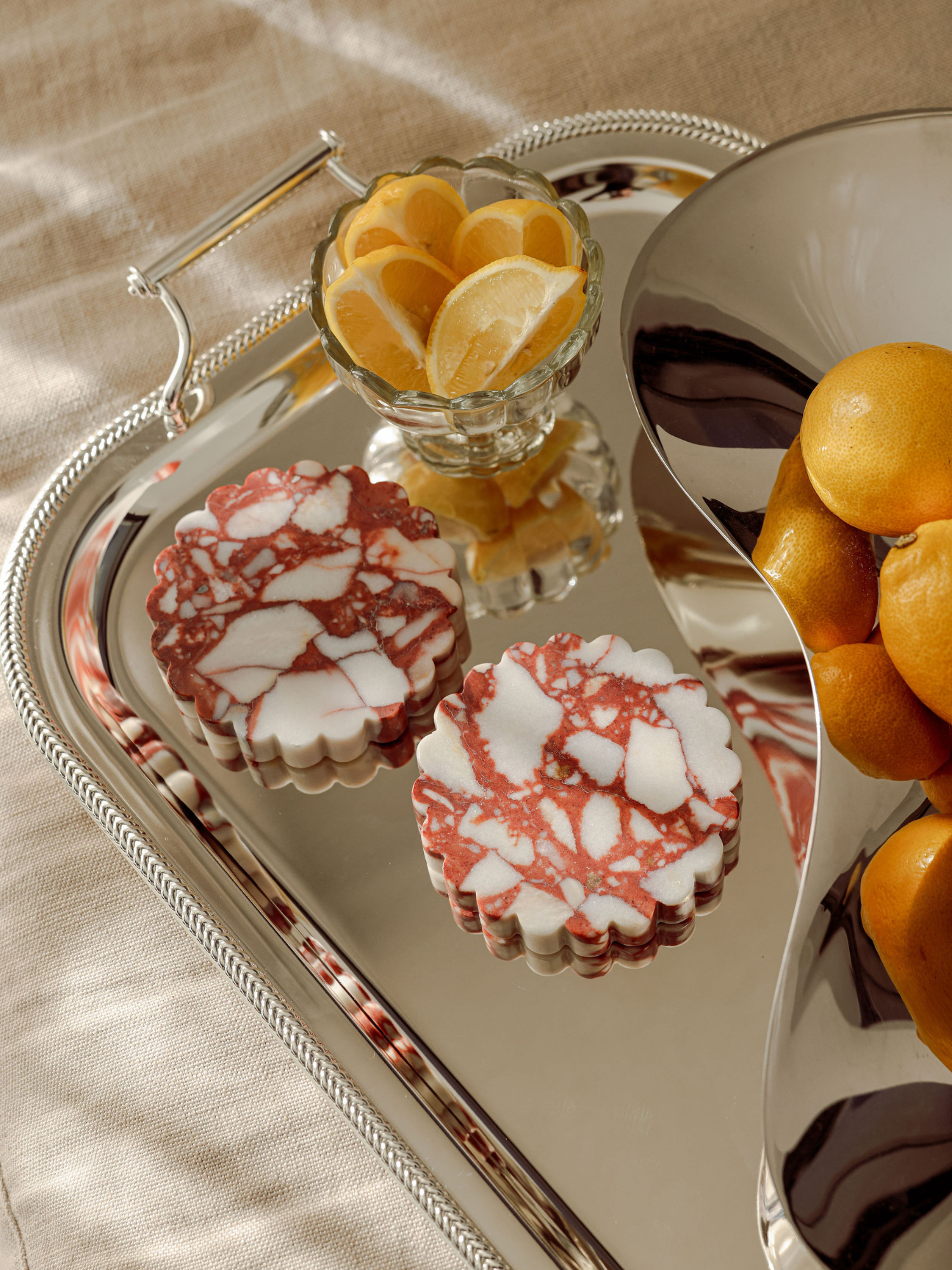 red calacutta marble tray luxury home decor drink coaster